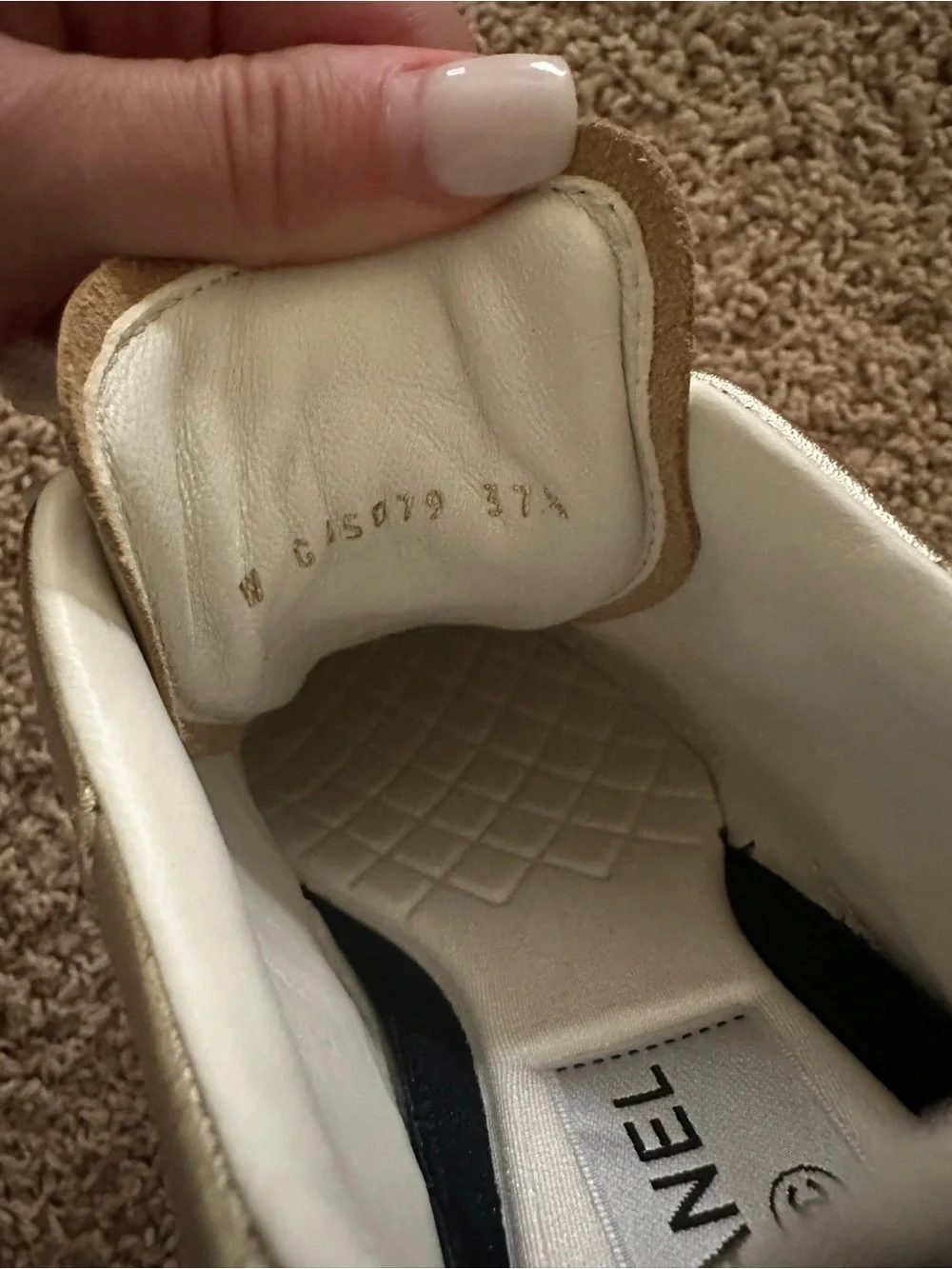 chanel gold sneakers size 37.5